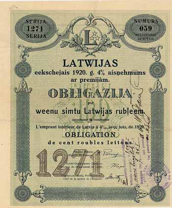 L'emprunt interieur de Latvia (Latwijas)