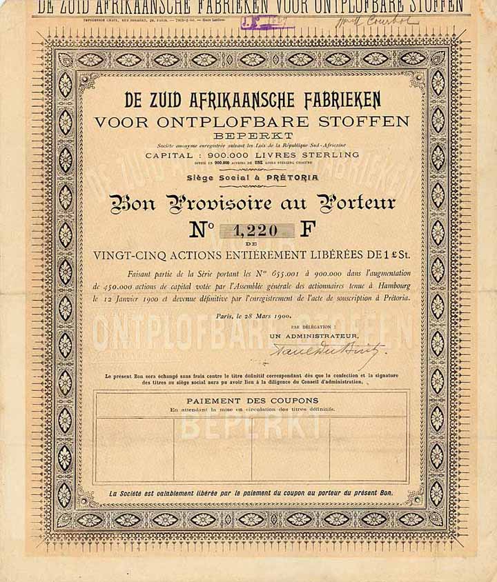 De Zuid Afrikaansche Fabrieken voor Ontplofbare Stoffen Beperkt