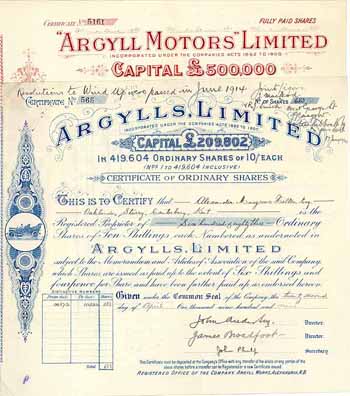 Argyll Motors, Ltd. (2 Stücke)