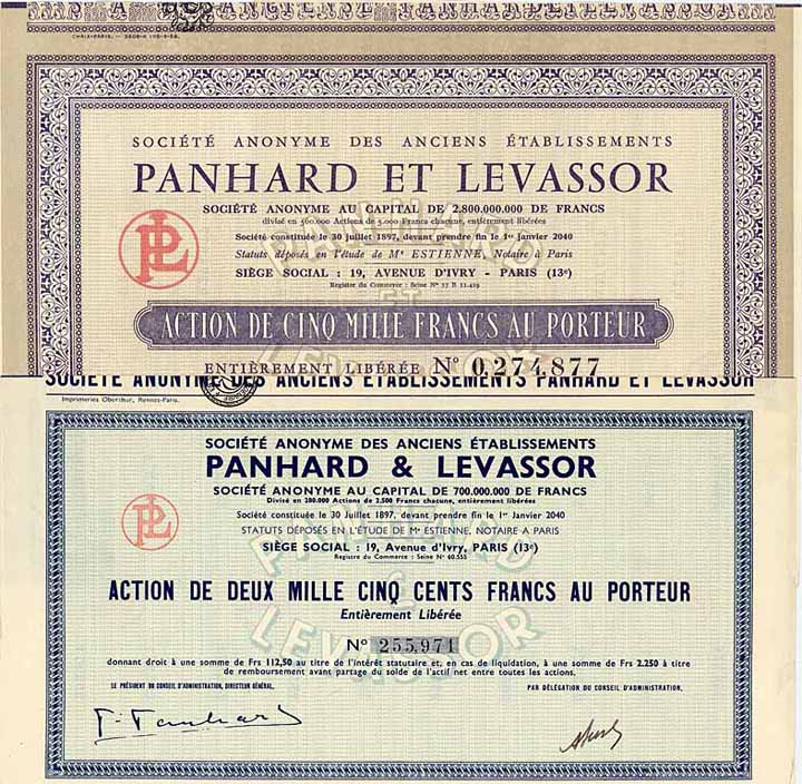 S.A. des Anciens Établissements Panhard et Levassor (2 Stücke)