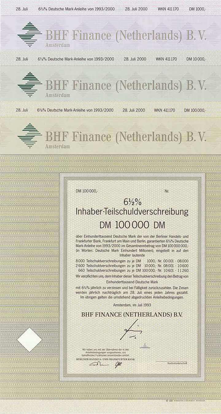 BHF Finance (Netherlands) B.V. (3 Stücke)