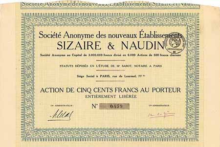 S.A. des nouveaux Éts. SIZAIRE & NAUDIN