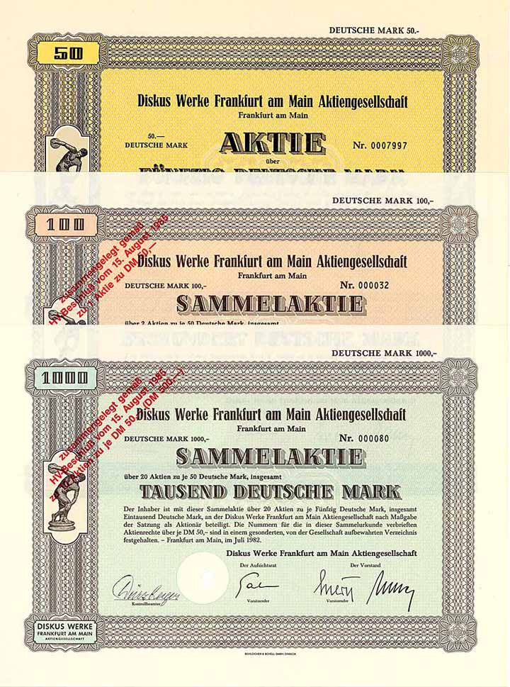 Diskus Werke Frankfurt am Main AG (3 Stücke)
