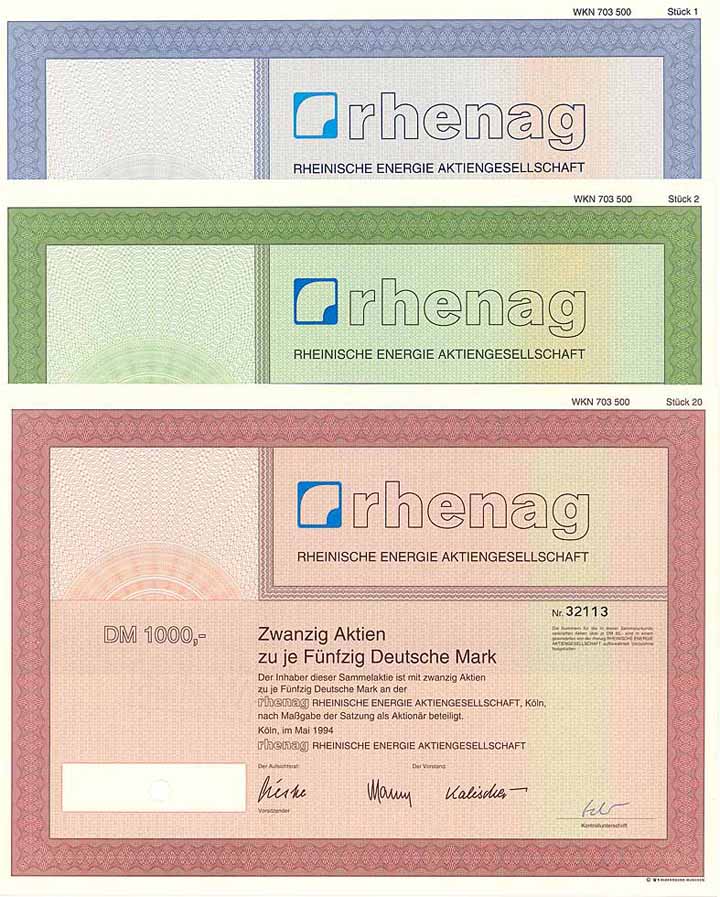 RHENAG Rheinische Energie AG (3 Stücke)