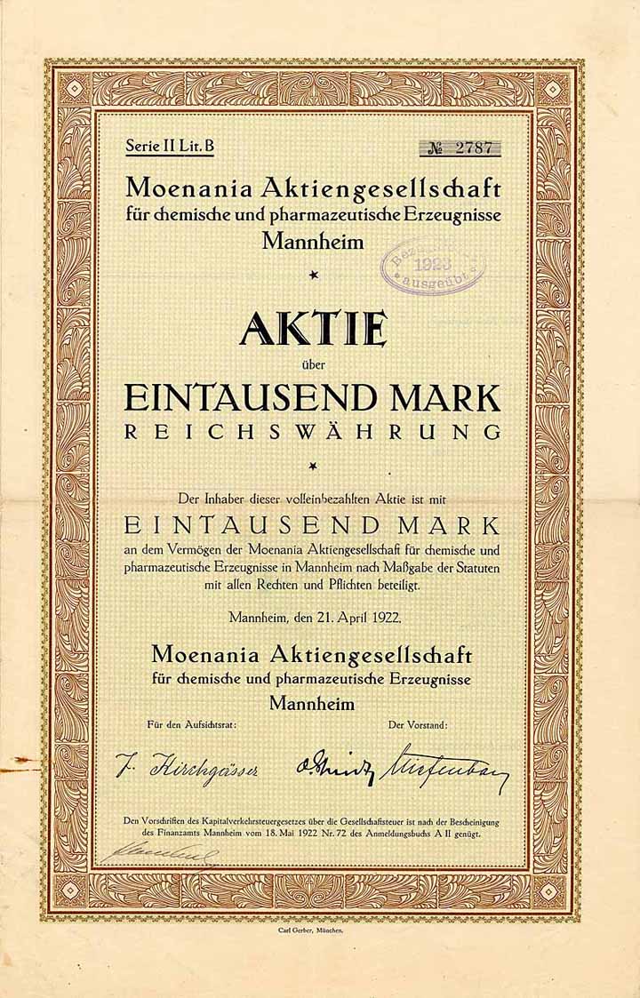 Moenania AG für chemische und pharmazeutische Erzeugnisse