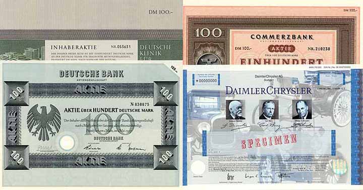 Deutsche Wirtschaftsgeschichte auf Aktien - Konvolut (499 Stücke)