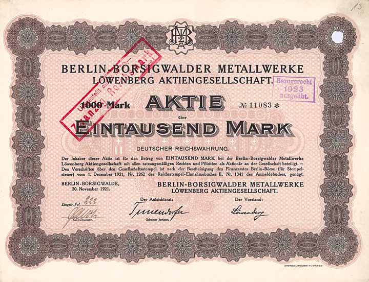 Berlin-Borsigwalder Metallwerke Löwenberg AG