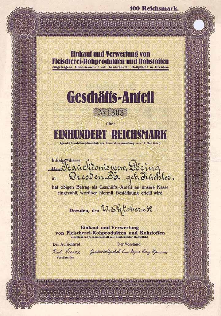 Einkauf und Verwertung von Fleischerei-Rohprodukten und Rohstoffen eGmbH