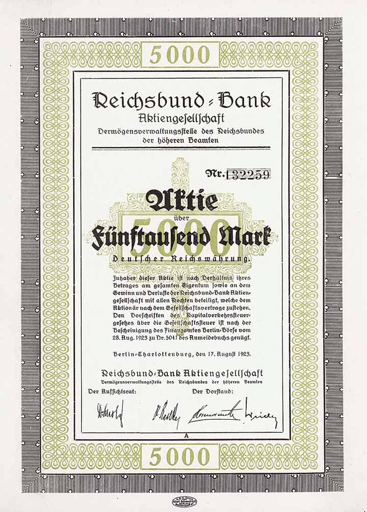 Reichsbund-Bank AG Vermögensverwaltungsstelle des Reichsbundes der höheren Beamten