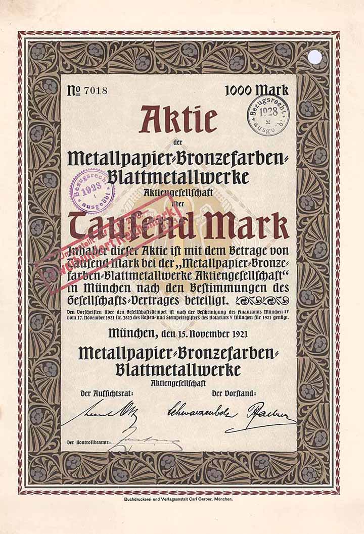 Metallpapier-Bronzefarben-Blattmetallwerke AG