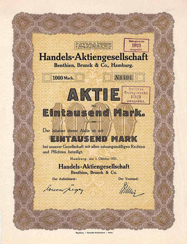 Handels-AG Benthien, Brunck & Co.