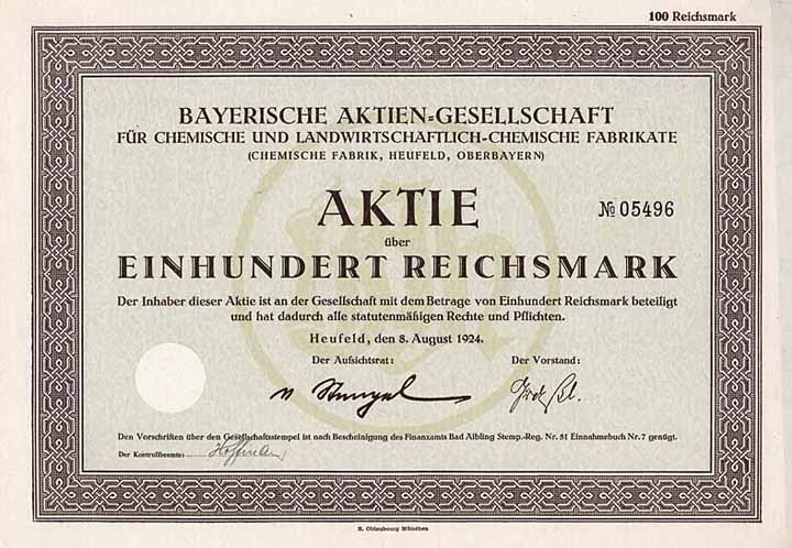 Bayerische AG für chemische und landwirtschaftlich-chemische Fabrikate (Chemische Fabrik Heufeld)