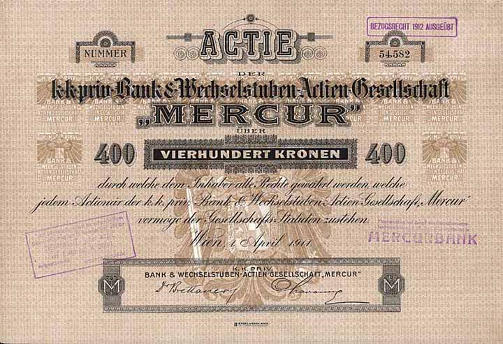 k.k. priv. Bank & Wechselstuben-AG "Mercur"