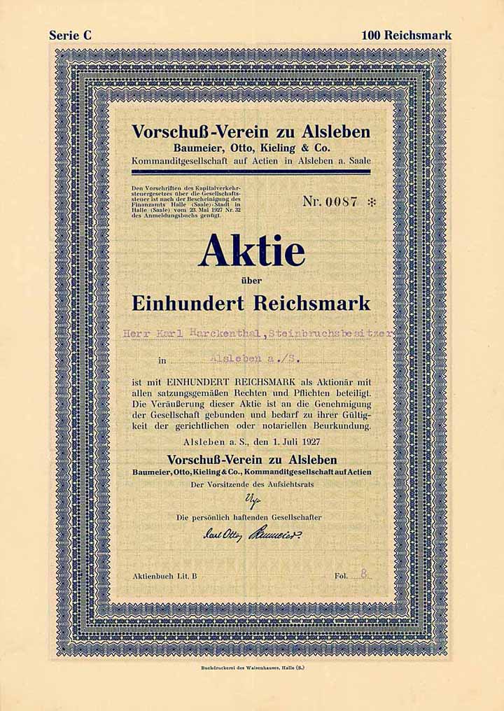 Vorschuss-Verein zu Alsleben Baumeier, Otto, Kieling & Co. KGaA