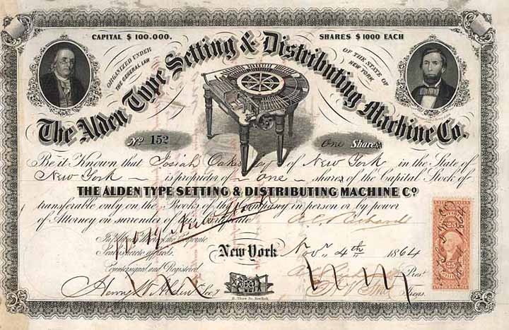 Alden Type Setting & Distributing Machine Co.