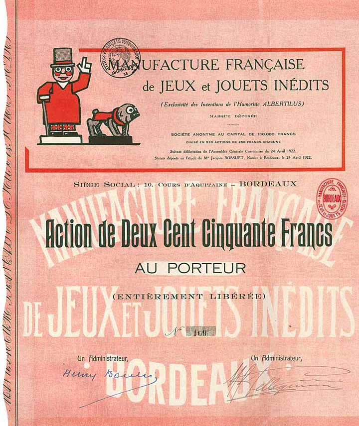 Manufacture Francaise de Jeux et Jouets inédits S.A.