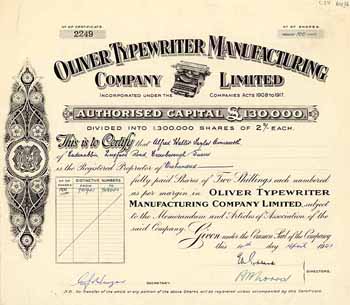 Oliver Typewriter Manufacturing Co. Ltd.