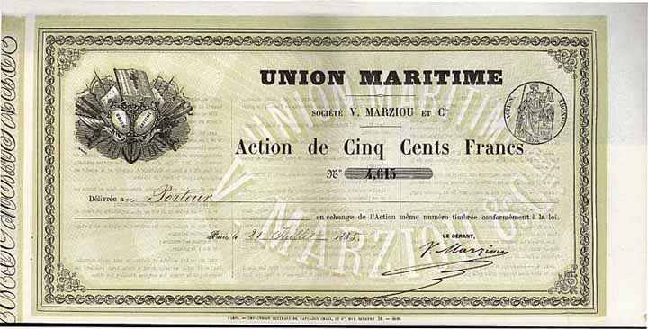 Union Maritime Soc. V. Marziou et Cie.