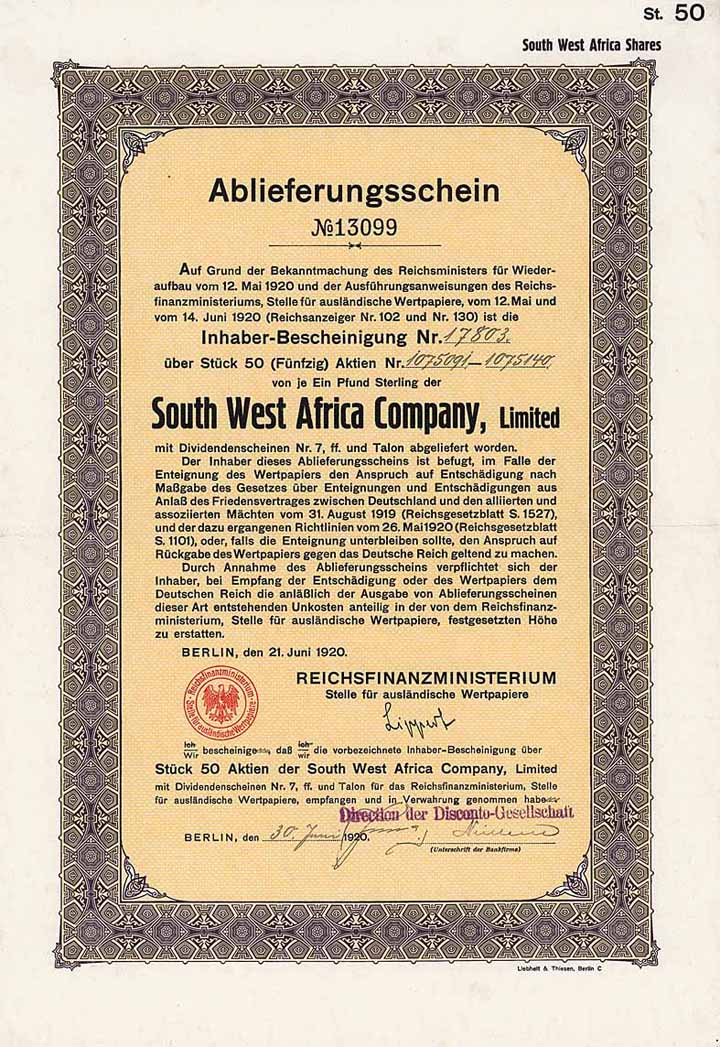 South West Africa Co. (Reichsfinanzministerium)