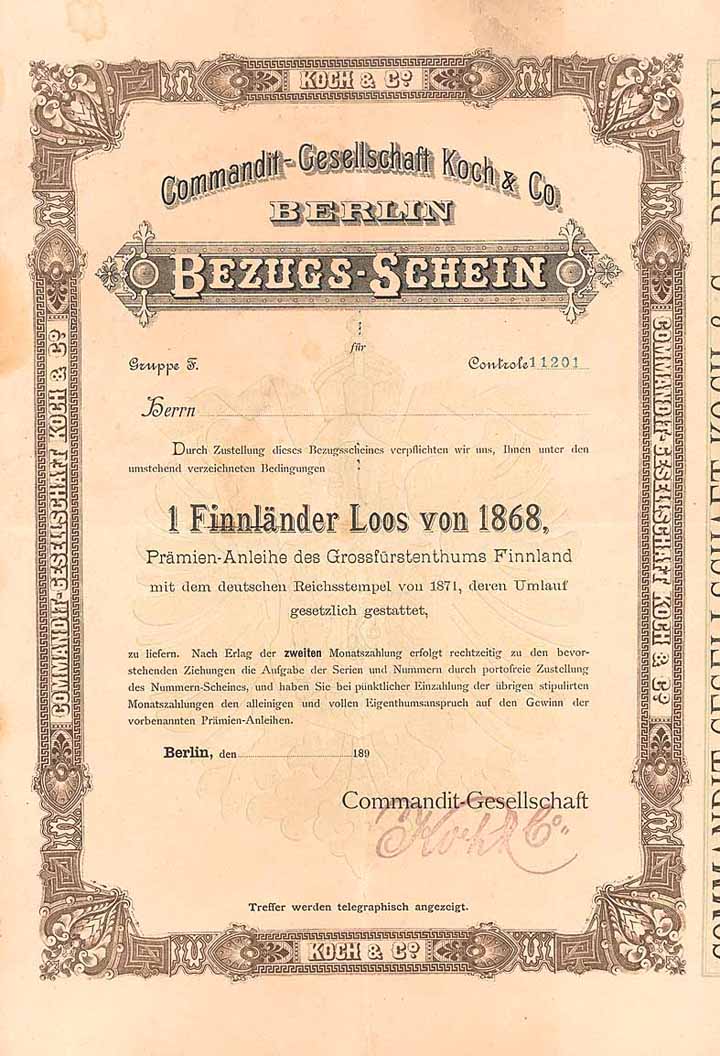 Commandit-Gesellschaft Koch & Co. (Finnländer Loos v. 1868)