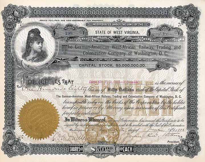 German-American West African Railway, Trading and Colonization Co. of Washington, D.C.