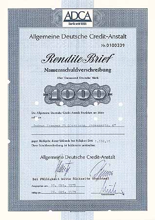 Allgemeine Deutsche Credit-Anstalt (3 Stücke)