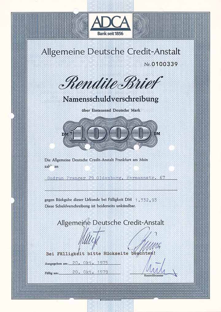 Allgemeine Deutsche Credit-Anstalt (3 Stücke)