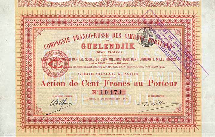 Cie. Franco-Russe des Ciments Portland de Guelendjik (Mer Noire) S.A.