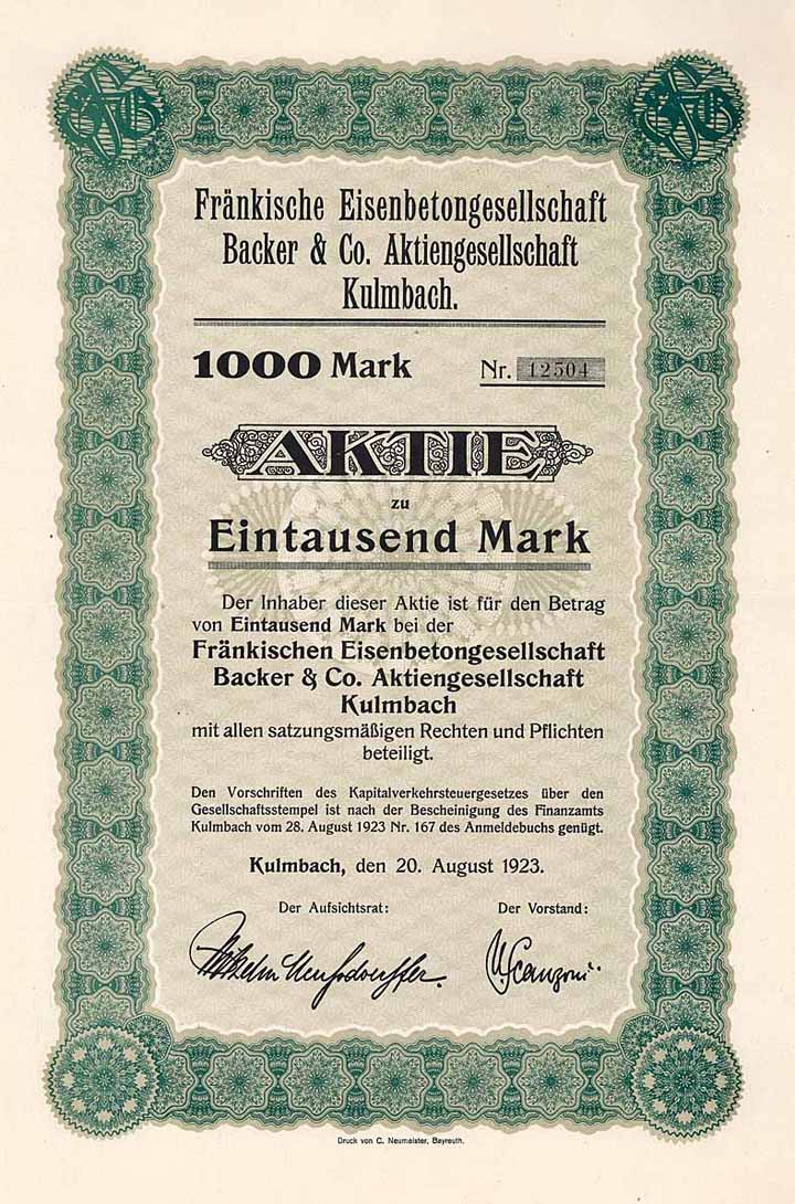 Fränkische Eisenbetongesellschaft Backer & Co. AG