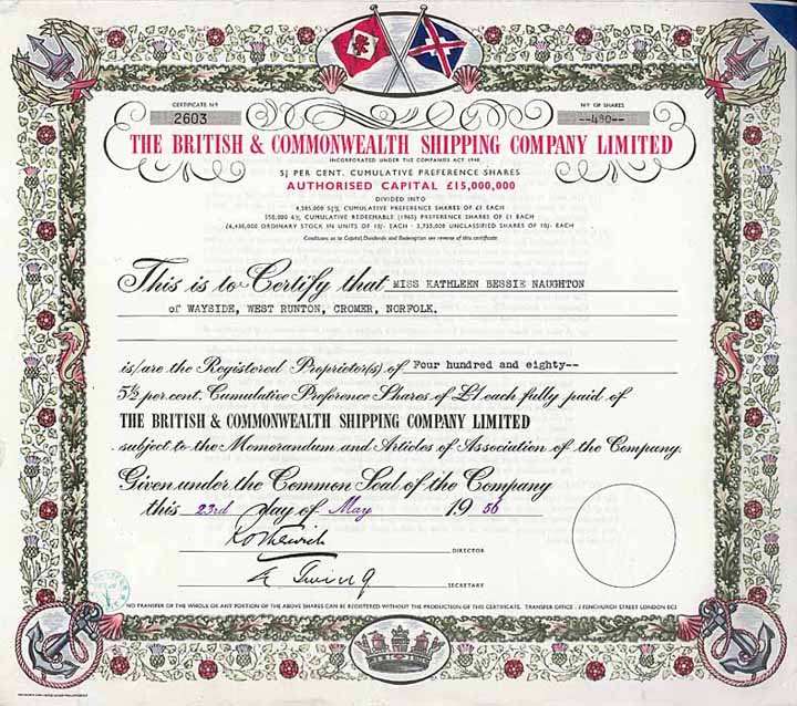 British & Commonwealth Shipping Co.