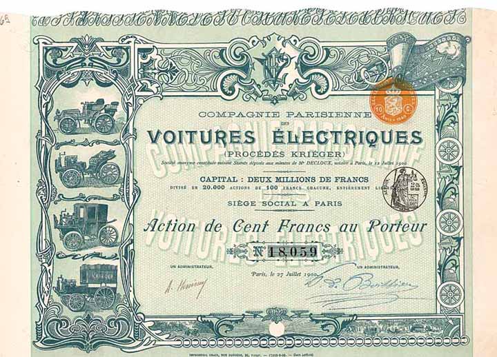 Cie. Parisienne des Voitures Électriques (Procédés Kriéger)