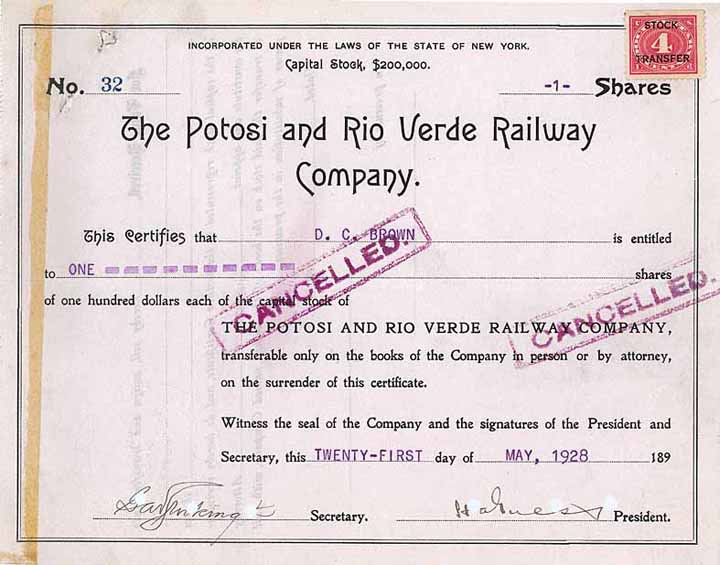 Potosi & Rio Verde Railway Co.