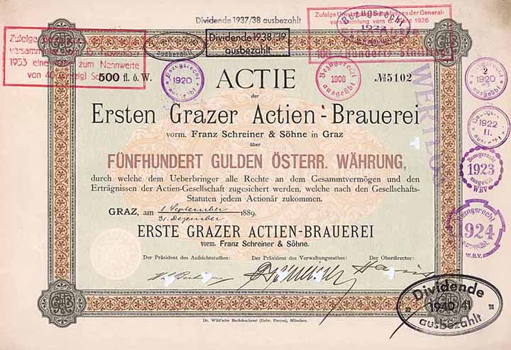 Erste Grazer Actien-Brauerei vorm. Franz Schreiner & Söhne