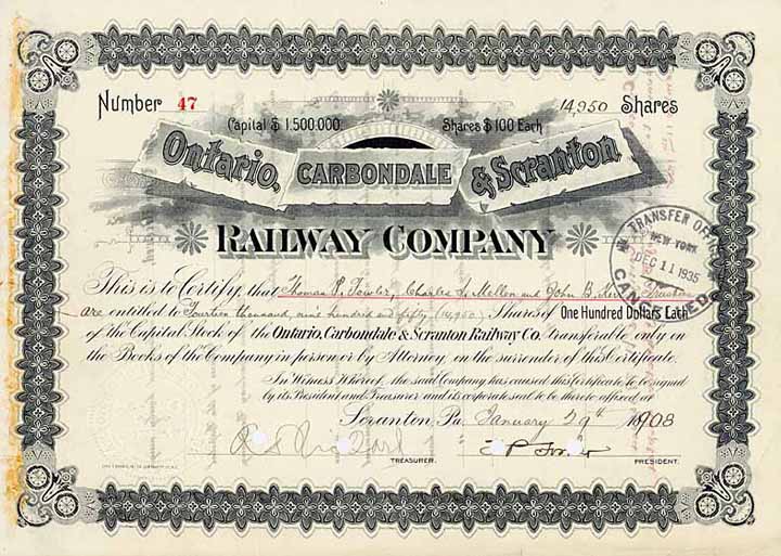 Ontario, Carbondale & Scranton Railway Co.