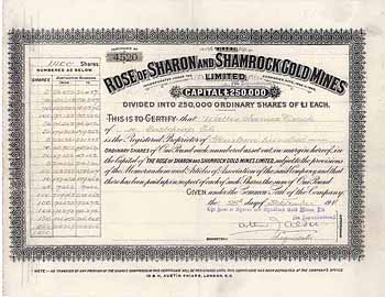 Rose of Sharon & Shamrock Gold Mines (in Liquidation)
