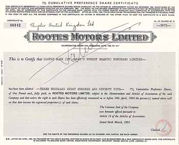 Chrysler United Kingdom Ltd. (Rootes Motors Ltd.)