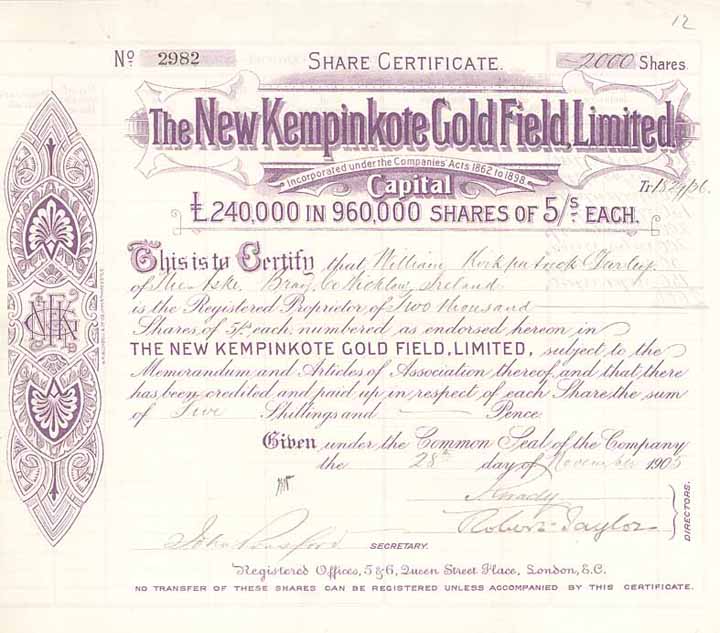 New Kempinkote Gold Fields Ltd.
