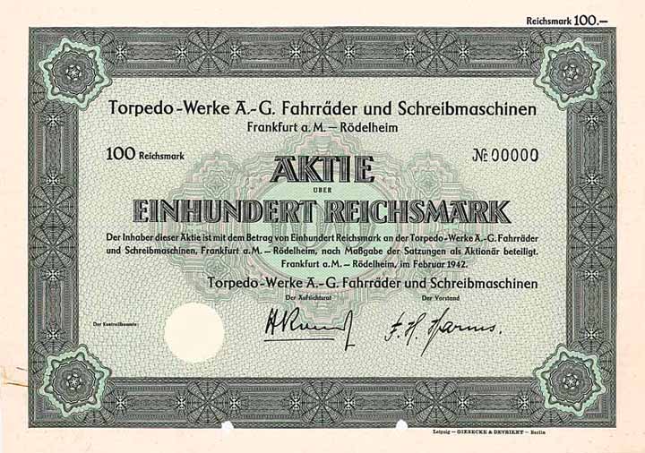 Torpedo-Werke AG Fahrräder und Schreibmaschinen
