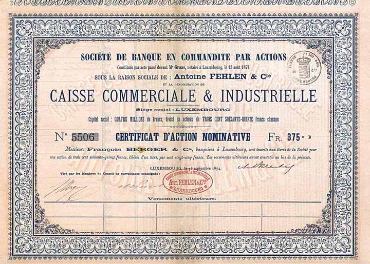 Caisse Commerciale & Industrielle - Soc. de Banque en Commandite par Actions