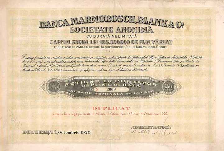 Banca Marmorosch, Blank & Co. S.A.