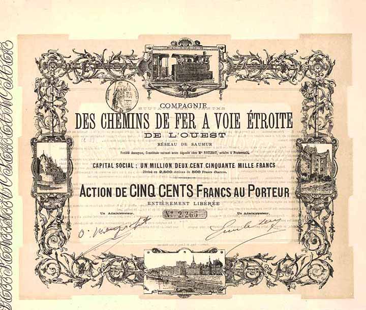 Cie. des C.d.F. a Voie Étroite de l’Ouest Réseau de Saumur