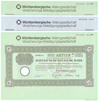 Württembergische AG Versicherungs-Beteiligungsgesellschaft (3 Stücke)