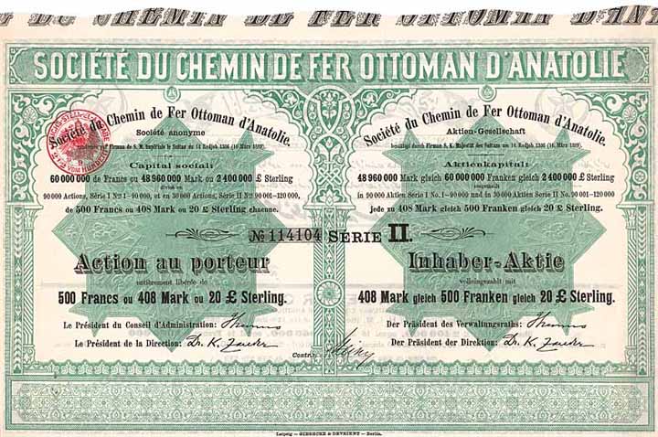 Soc. du C.d.F. Ottoman d’Anatolie S.A. (Gesellschaft der Ottomanischen Bahn in Anatolien AG)