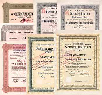 Brauereien-Lot Deutschland (7 Stücke 1891-1953)
