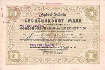 Vorschussverein zu Hoechst a/M. eGmbH (überstempelt: Vereinsbank Hoechst a/M.)