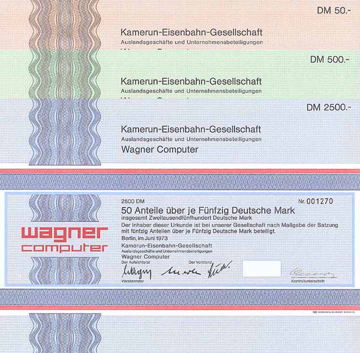 Kamerun-Eisenbahn-Gesellschaft Auslandsgeschäfte und Unternehmensbeteiligungen Wagner Computer (3 Stücke)