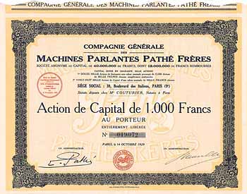 Cie. Gen. des Machines Parlantes Pathé Frères S.A.