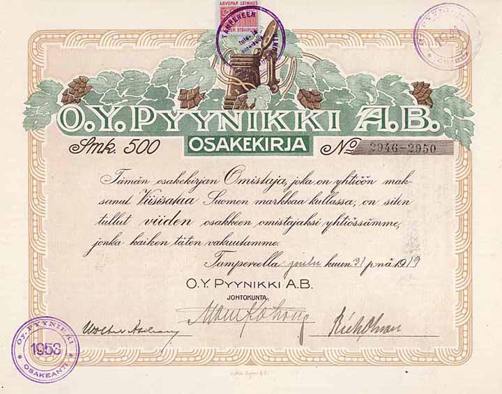 O.Y. Pyynikki Osakekirja