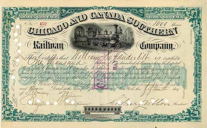 Chicago & Canada Southern Railway (OU W.H. Vanderbilt + S. Dillon)