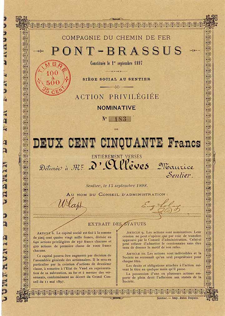 Cie. du Chemin de Fer Pont-Brassus